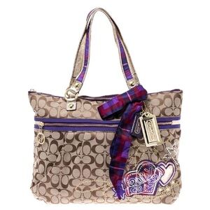 Coach Tan and Purple Tote Poppy Bag EXCELLENT CONDITION
